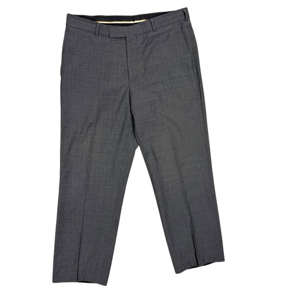 Bruno Saint Hilaire Dress Pants Mens Wool Trousers Grey Stretch 36x30 - Picture 1 of 10